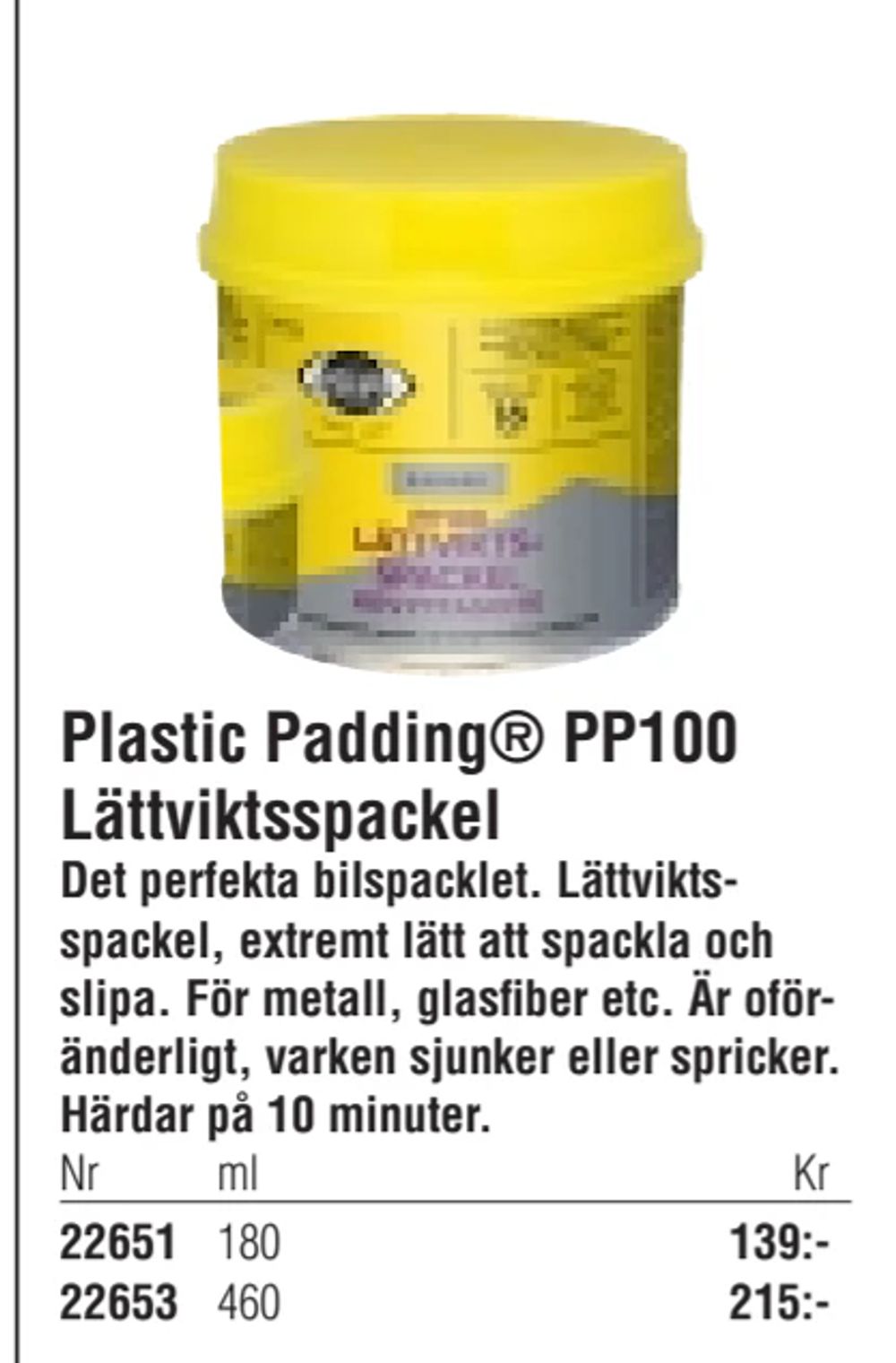 Erbjudanden på Plastic Padding® PP100 Lättviktsspackel från Erlandsons Brygga för 139 kr