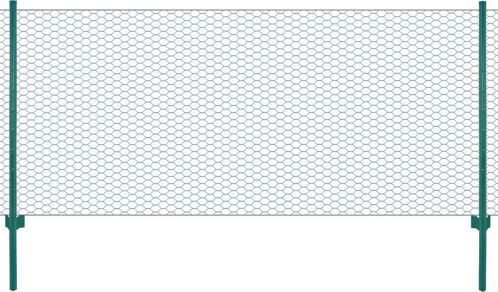 Erbjudanden på vidaXL Stängsel med stolpar stål 25x0,75 m grön från vidaXL.se för 1 084 kr