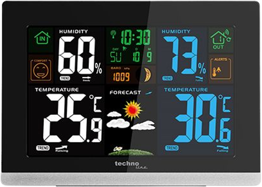 Tilbud på Techno Line digital vejrstation med farvedisplay (Technoline) fra Kop & Kande til 649,95 kr.