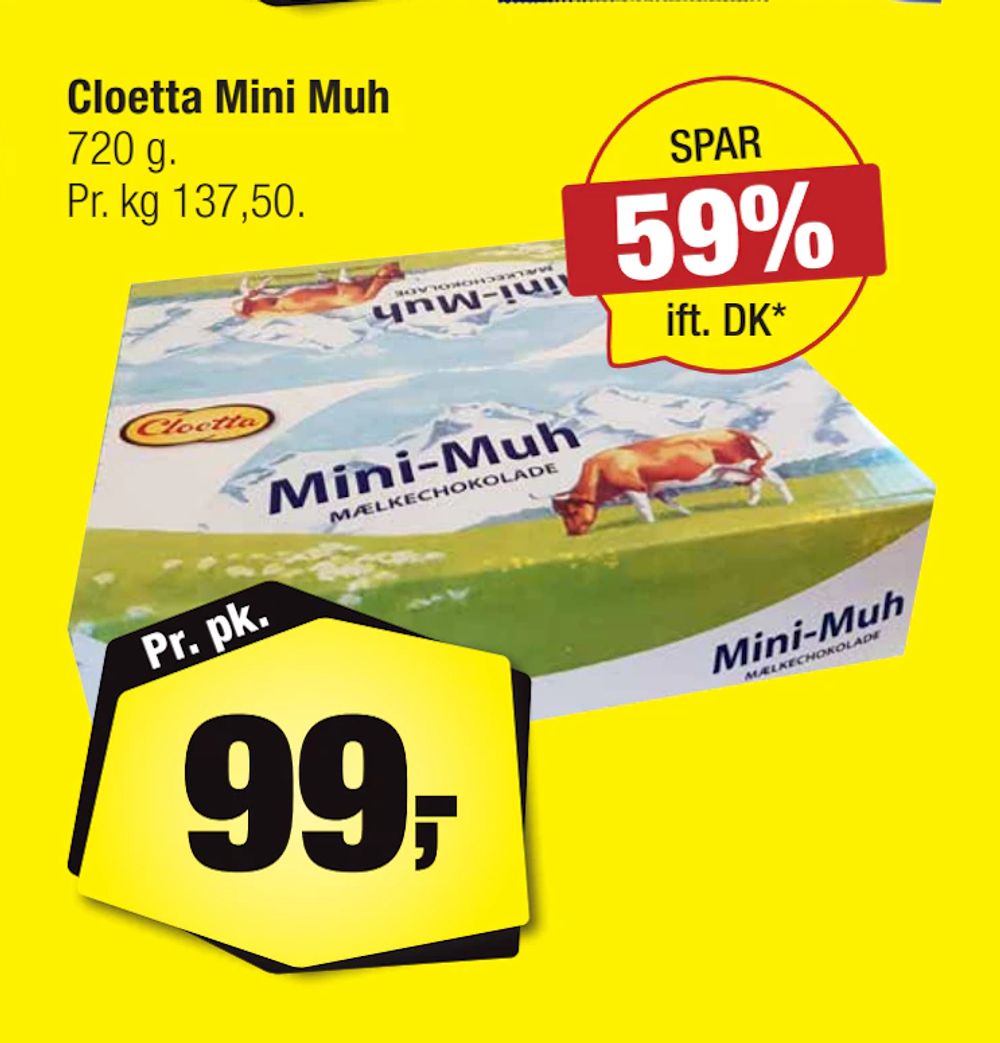 Tilbud på Cloetta Mini Muh fra Calle til 99 kr.