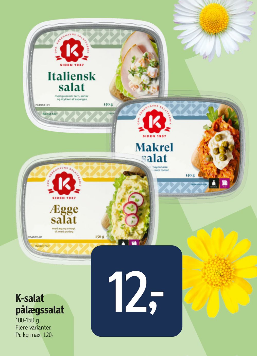 Tilbud på K-salat pålægssalat fra føtex til 12 kr.