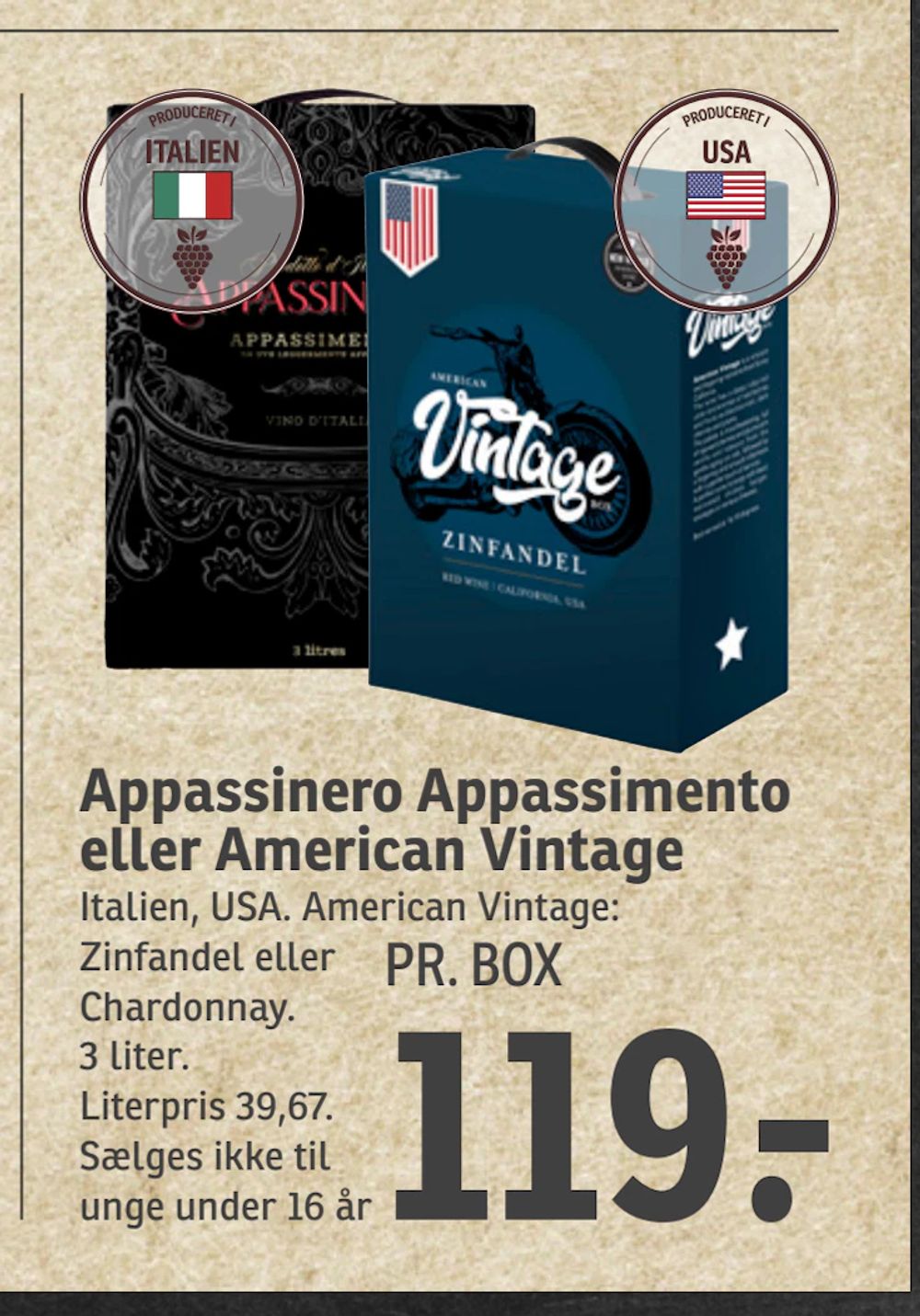 Tilbud på Appassinero Appassimento eller American Vintage fra SPAR til 119 kr.