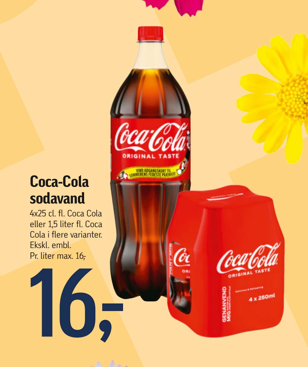 Tilbud på Coca-Cola sodavand fra føtex til 16 kr.