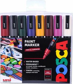 Paintmarker POSCA PC-5M - med 8 stk. ass. Deep colors