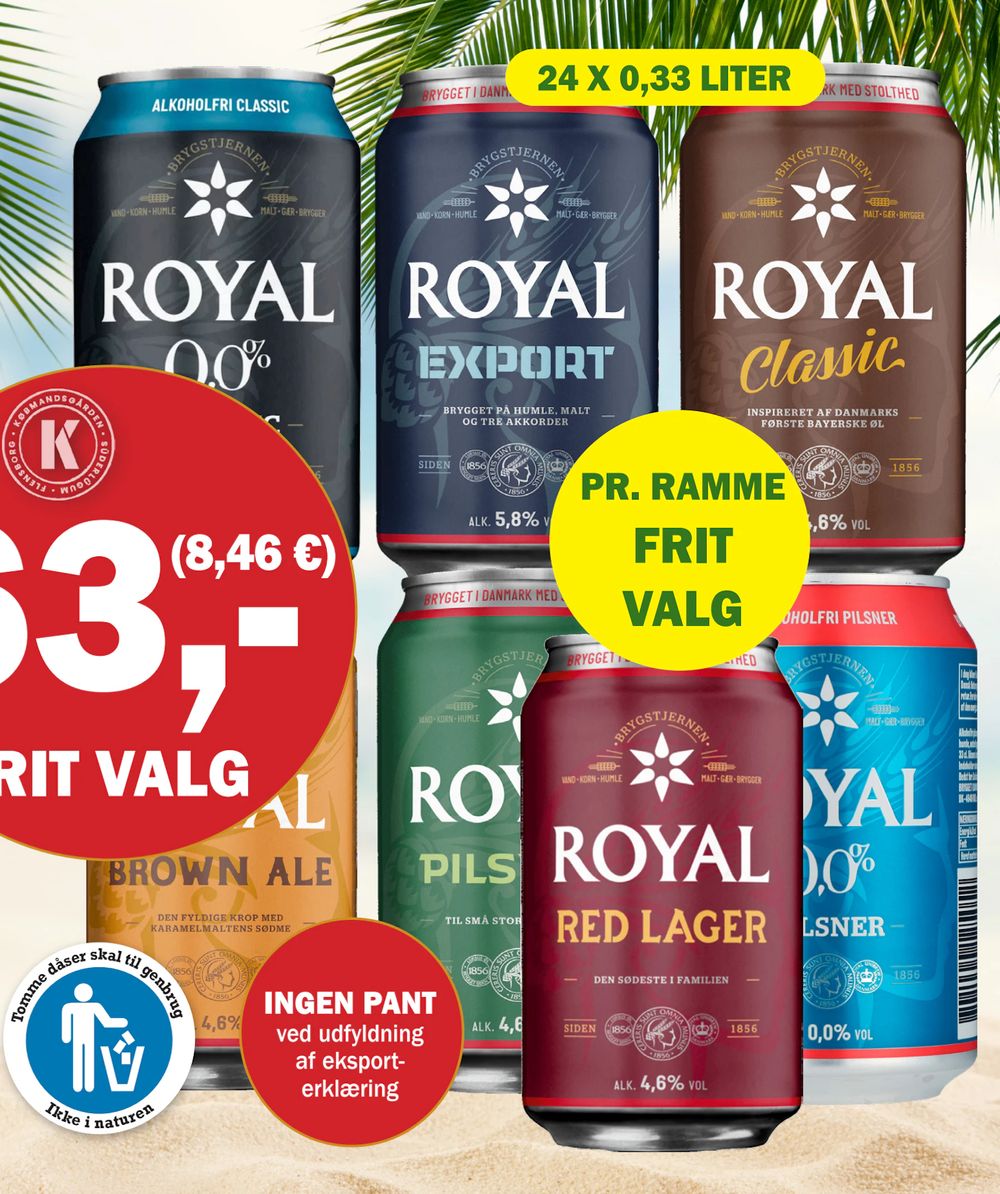 Tilbud på Royal øl fra Købmandsgården til 63 kr.