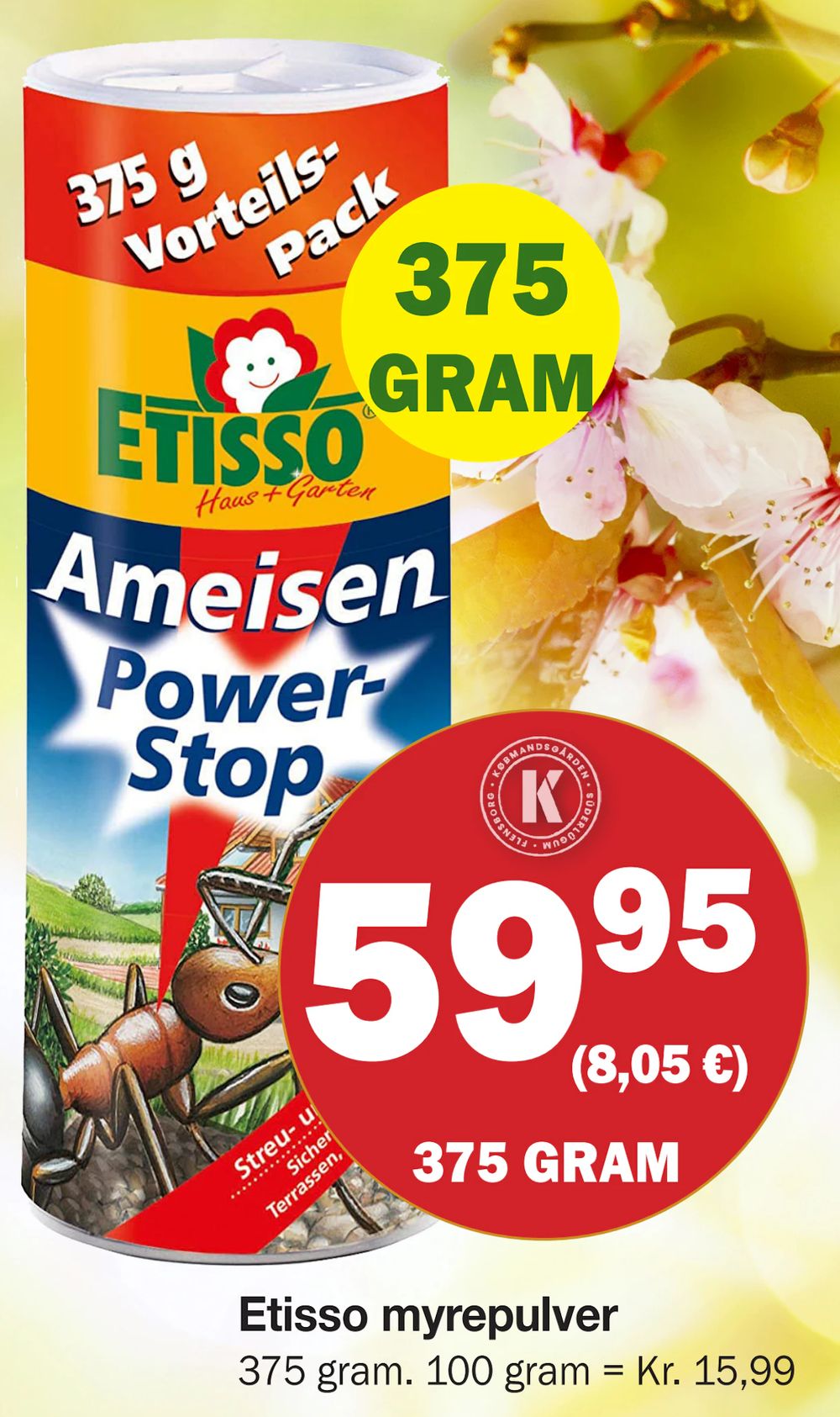 Tilbud på Etisso myrepulver fra Købmandsgården til 59,95 kr.
