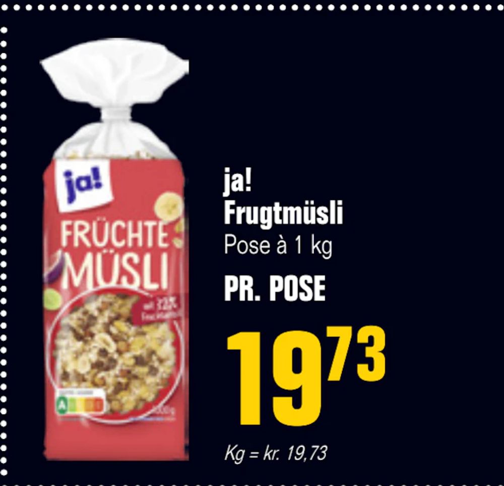 Tilbud på ja! Frugtmüsli fra Poetzsch Padborg til 19,73 kr.