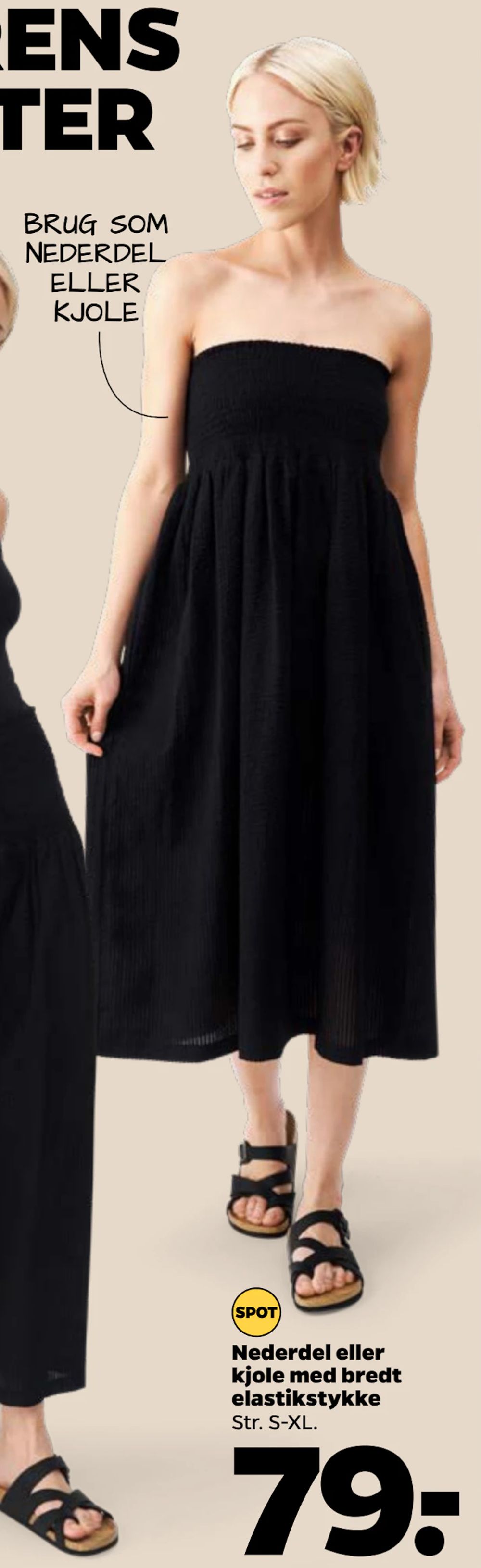 Tilbud på Nederdel eller kjole med bredt elastikstykke fra Netto til 79 kr.