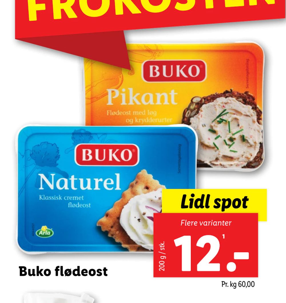 Tilbud på Buko flødeost fra Lidl til 12 kr.