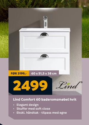 Lind Comfort 60 baderomsmøbel hvit