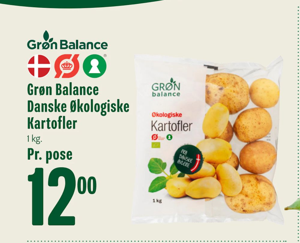 Tilbud på Grøn Balance Danske Økologiske Kartofler fra Min Købmand til 12 kr.