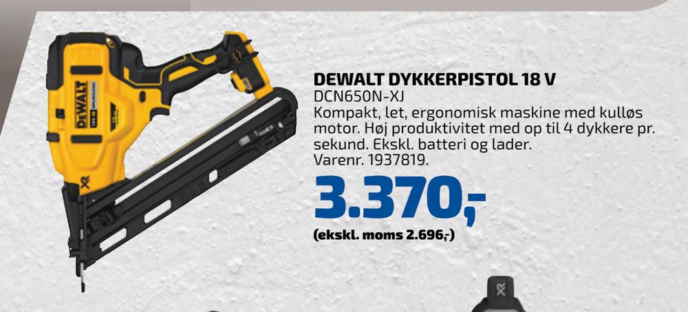 Tilbud på DEWALT DYKKERPISTOL 18 V fra Davidsen til 3.370 kr.