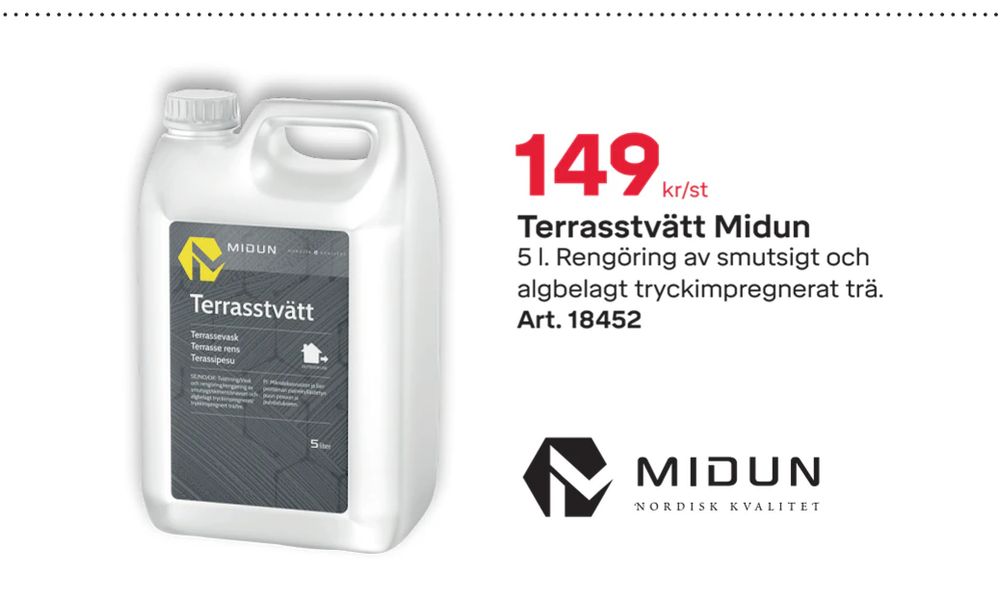 Erbjudanden på Terrasstvätt Midun från Byggmax för 149 kr