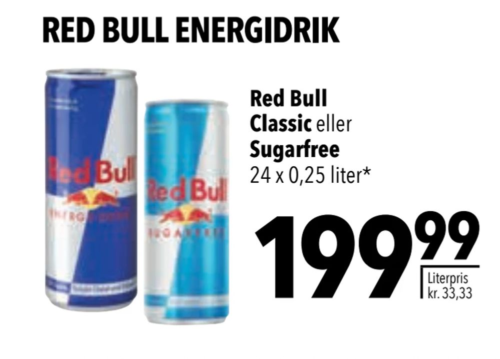 Tilbud på Red Bull Classic eller Sugarfree fra CITTI til 199,99 kr.