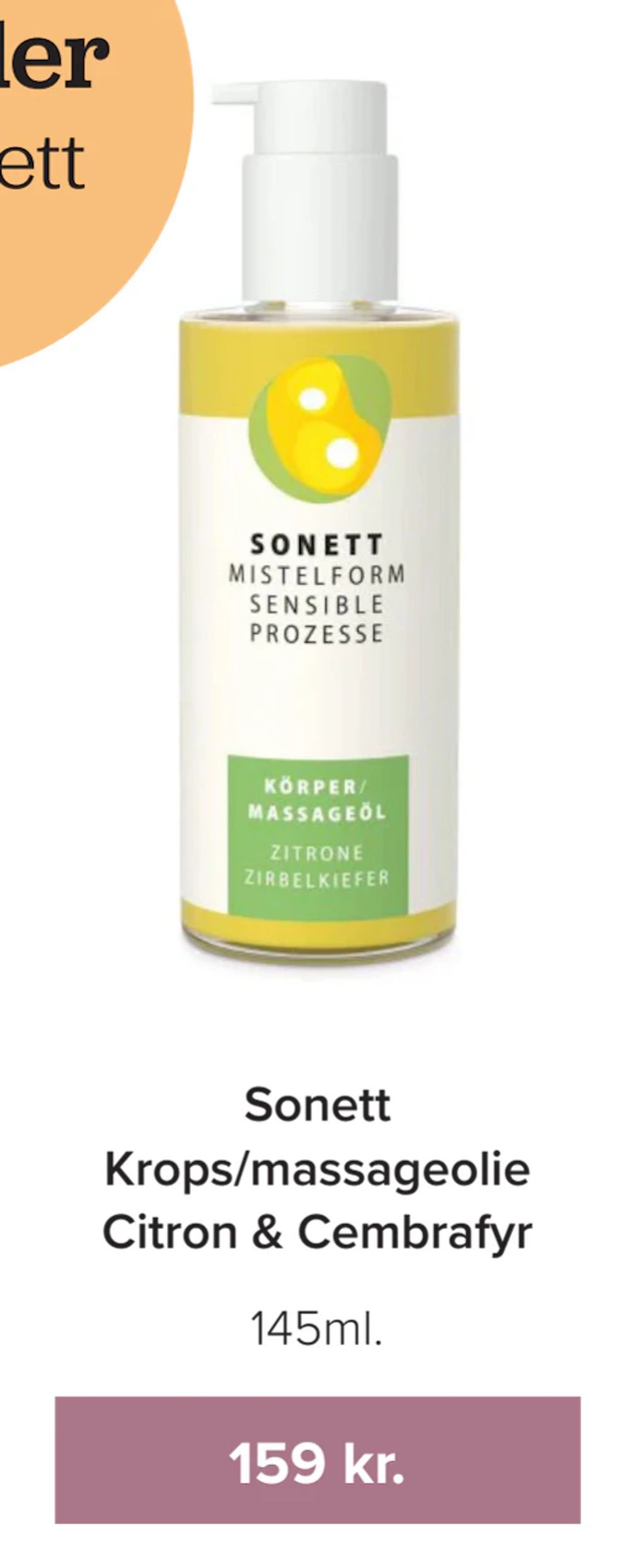 Tilbud på Sonett Krops/massageolie Citron & Cembrafyr fra Helsemin til 159 kr.