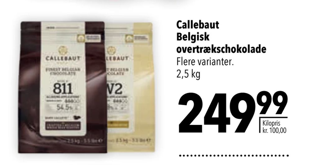 Tilbud på Callebaut Belgisk overtrækschokolade fra CITTI til 249,99 kr.