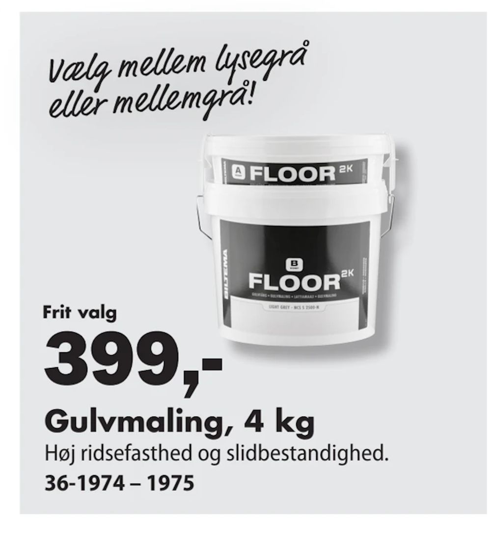 Tilbud på Gulvmaling, 4 kg fra Biltema til 399 kr.