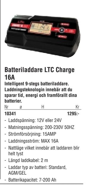 Batteriladdare LTC Charge 16A