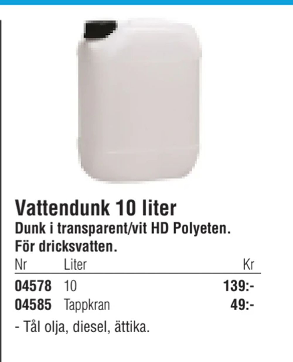 Erbjudanden på Vattendunk 10 liter från Erlandsons Brygga för 139 kr