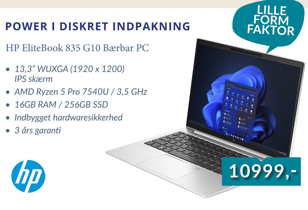 Tilbud på HP EliteBook 835 G10 Bærbar PC fra CBC IT til 10.999 kr.