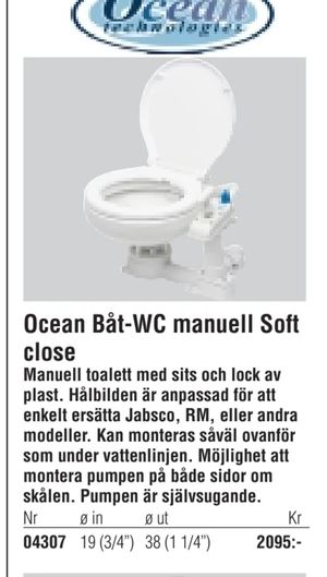 Ocean Båt-WC manuell Soft close