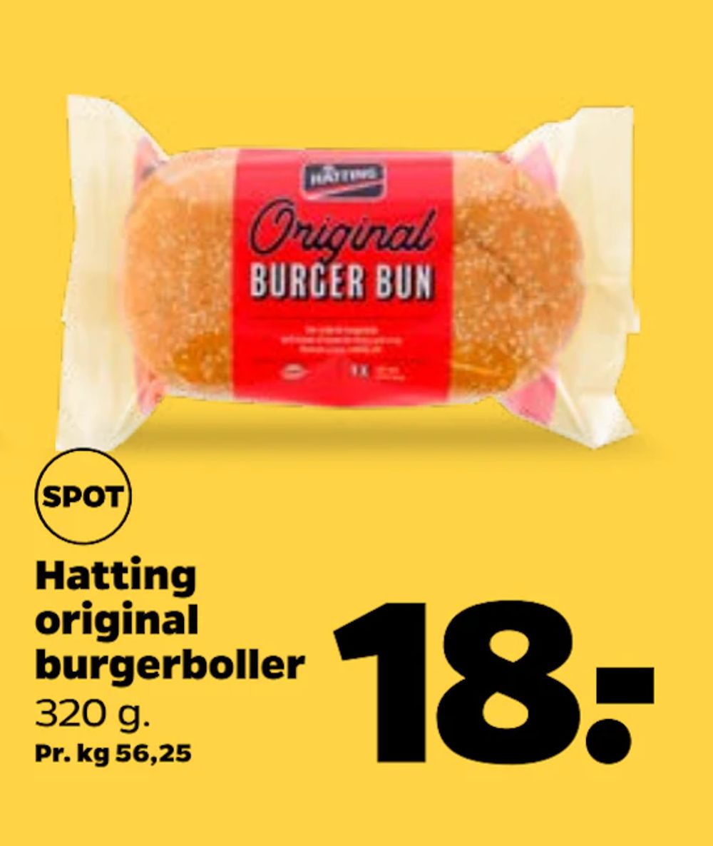 Tilbud på Hatting original burgerboller fra Netto til 18 kr.