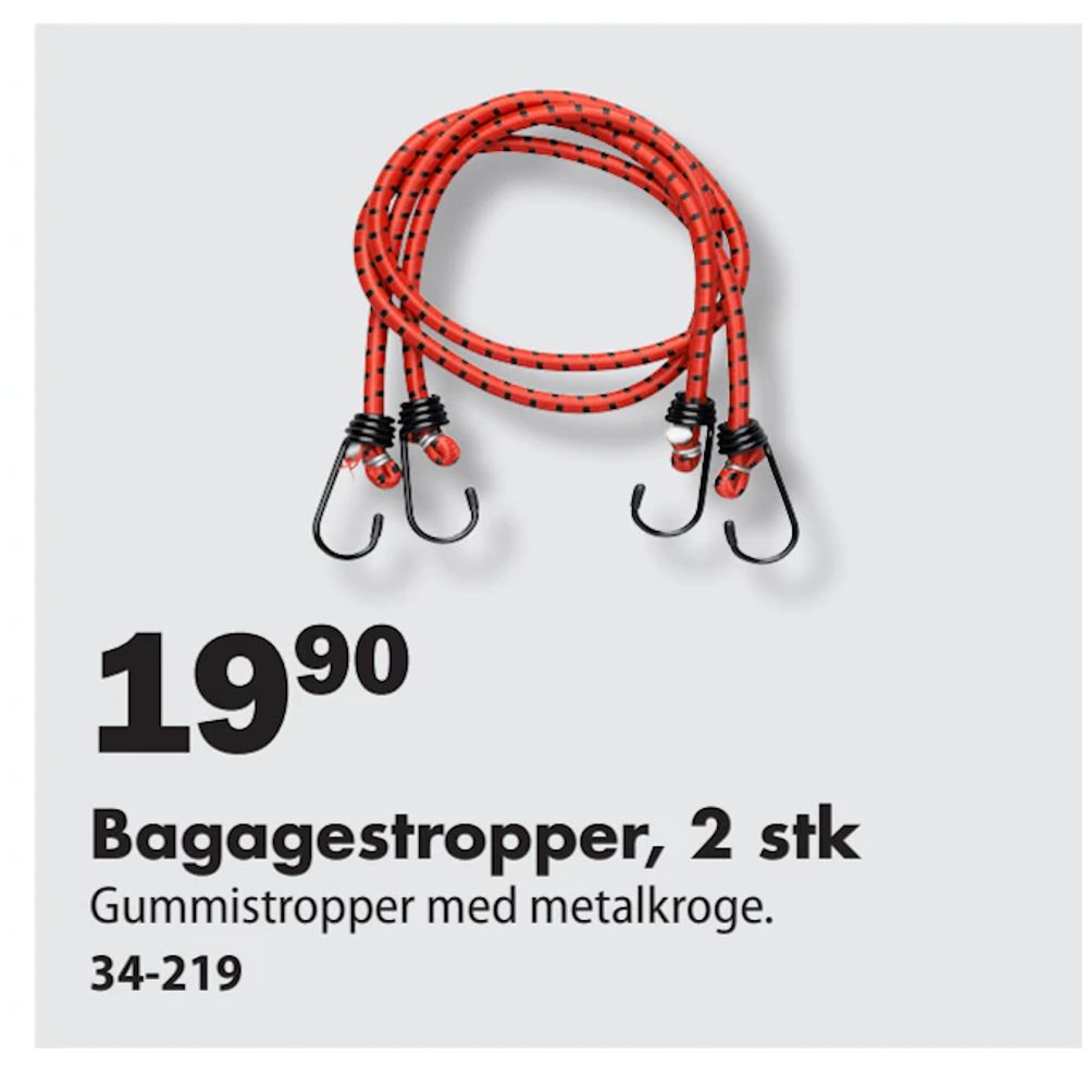 Tilbud på Bagagestropper, 2 stk fra Biltema til 19,90 kr.