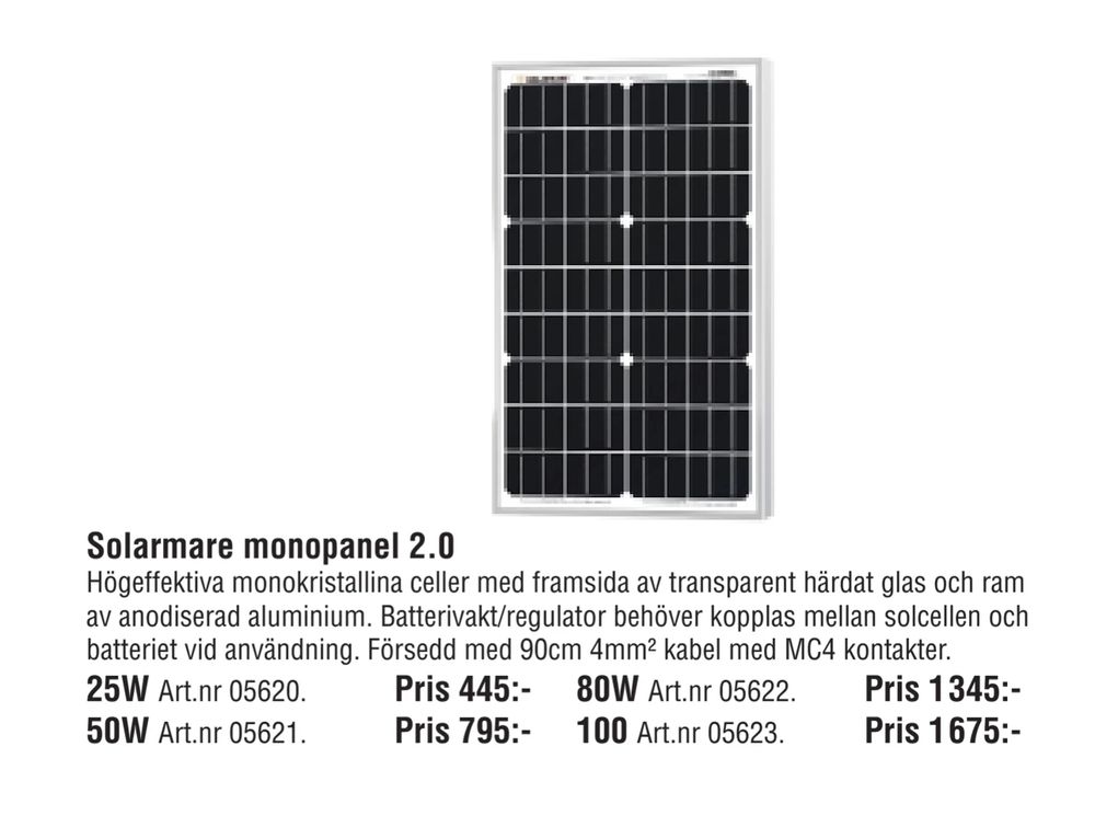 Erbjudanden på Solarmare monopanel 2.0 från Erlandsons Brygga för 1 345 kr