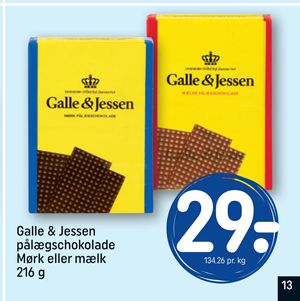 Galle & Jessen pålægschokolade Mørk eller mælk 216 g