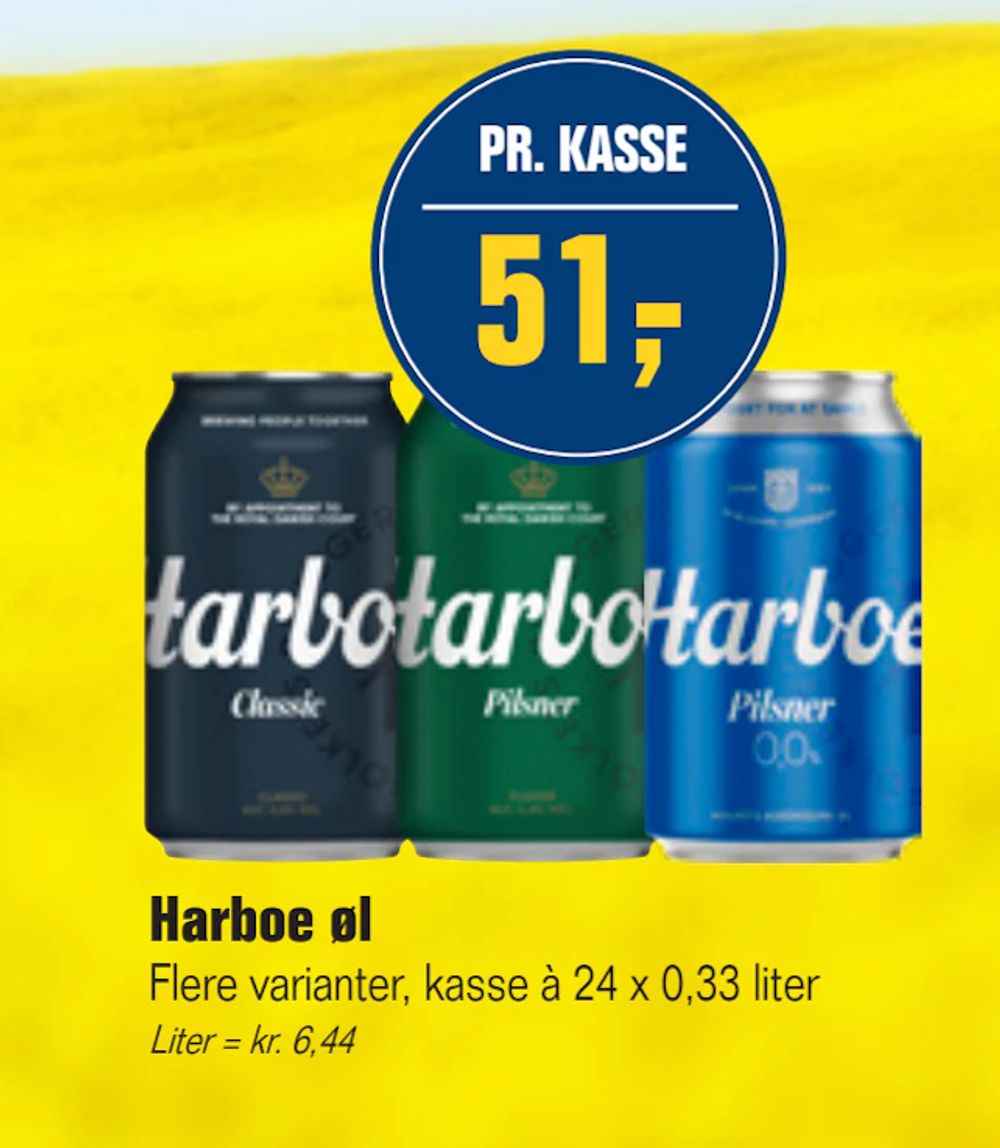 Tilbud på Harboe øl fra Otto Duborg til 51 kr.