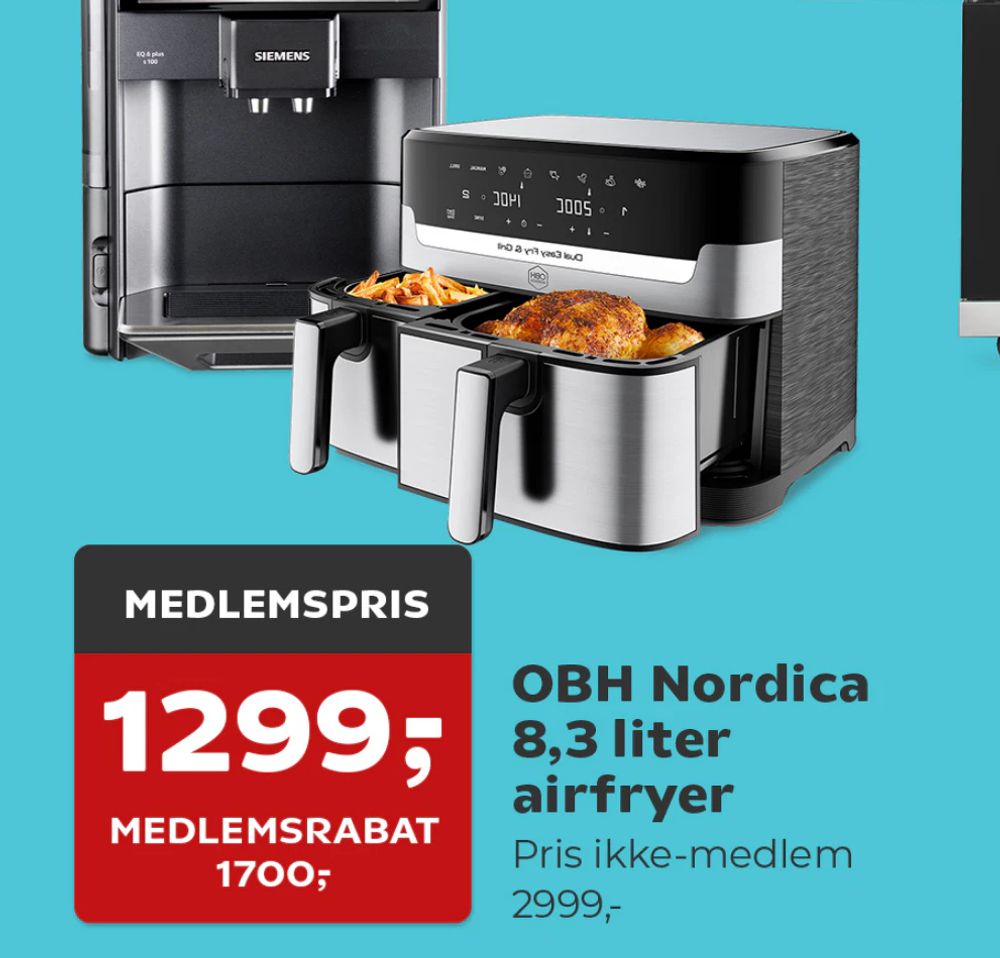Tilbud på OBH Nordica 8,3 liter airfryer fra Coop.dk til 2.999 kr.