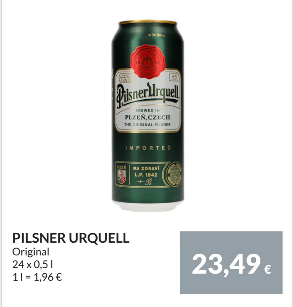 Erbjudanden på PILSNER URQUELL från Nielsen Scan-Shop för 23,49 €