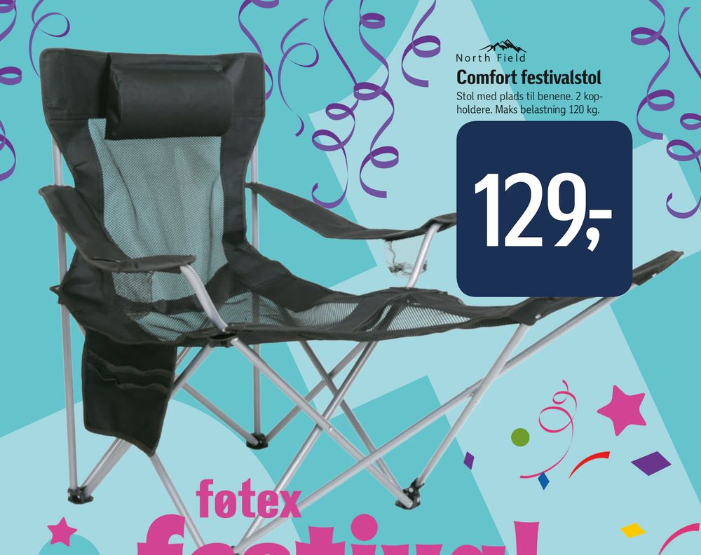 Tilbud på Comfort festivalstol fra føtex til 129 kr.