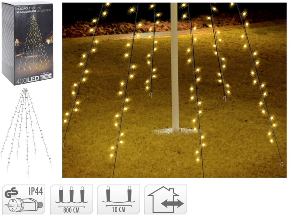 Tilbud på Lyskæde til Flagstang 400 LED Varm Hvid fra Fleggaard til 199,99 kr.