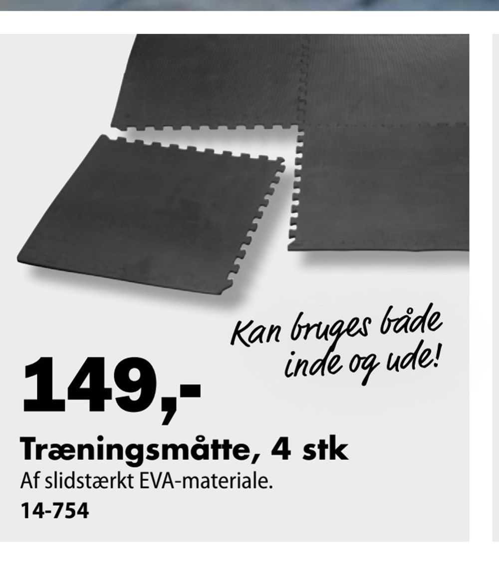 Deals on Træningsmåtte, 4 stk from Biltema at 149 kr.
