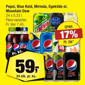 Pepsi, Blue Keld, Mirinda, Egekilde el. Mountain Dew