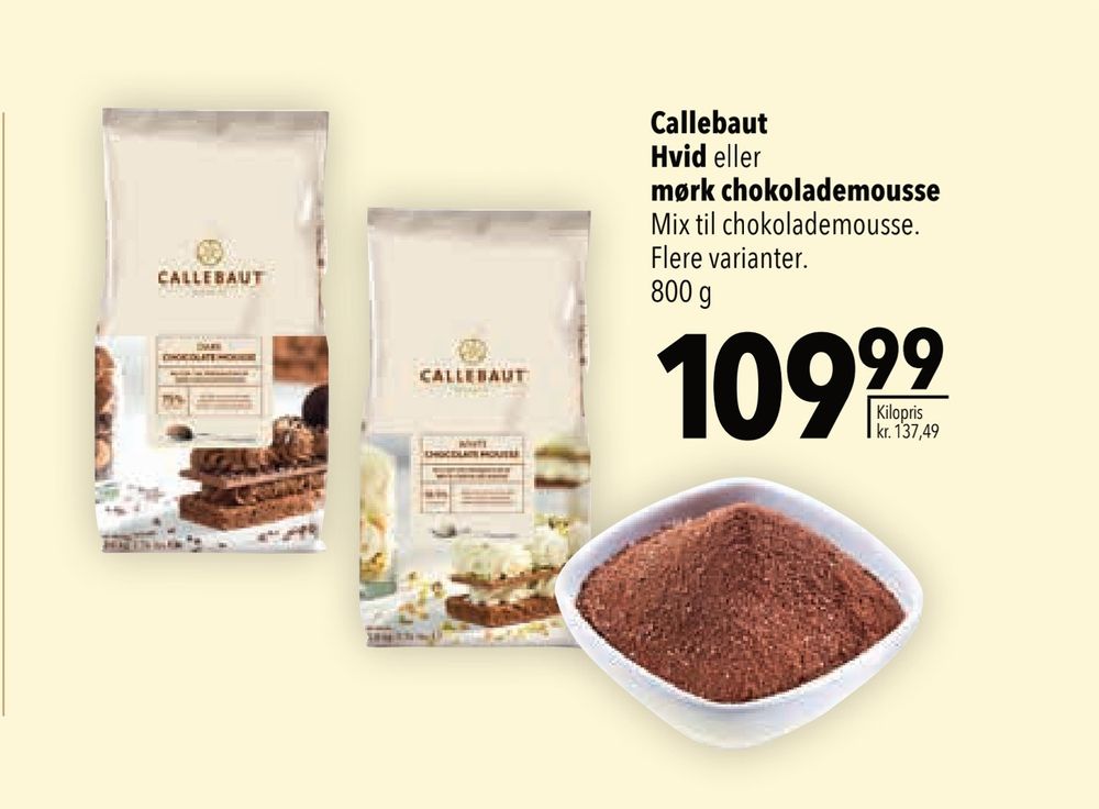 Deals on Callebaut Hvid eller mørk chokolademousse from CITTI at 109,99 kr.
