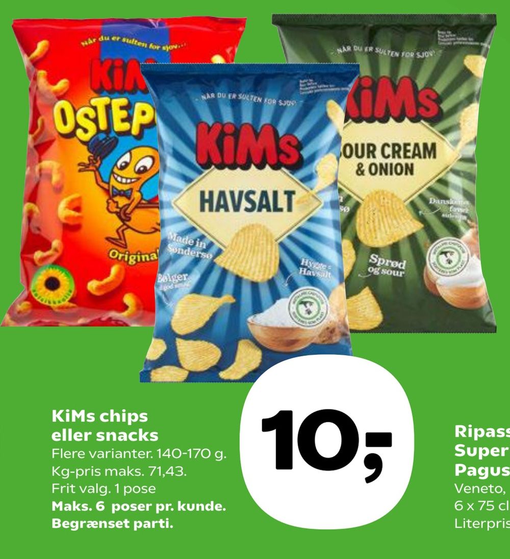 Deals on KiMs chips eller snacks from Coop at 10 kr.