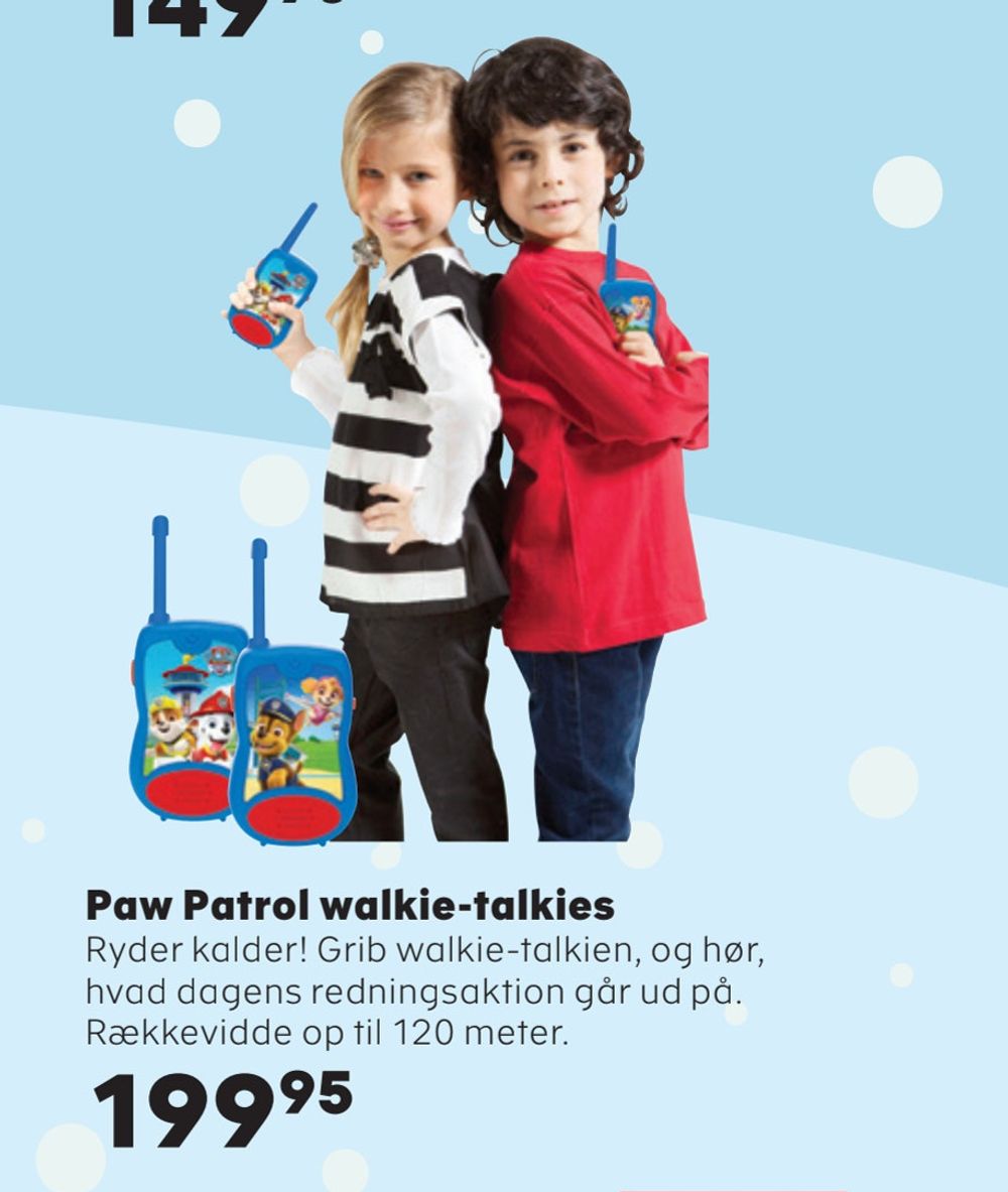 Deals on Paw Patrol walkie-talkies from Coop.dk at 199,95 kr.