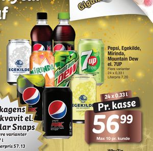 Pepsi, Egekilde, Mirinda, Mountain Dew el. 7UP