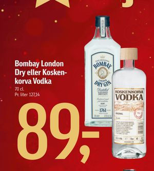 Bombay London Dry eller Koskenkorva Vodka