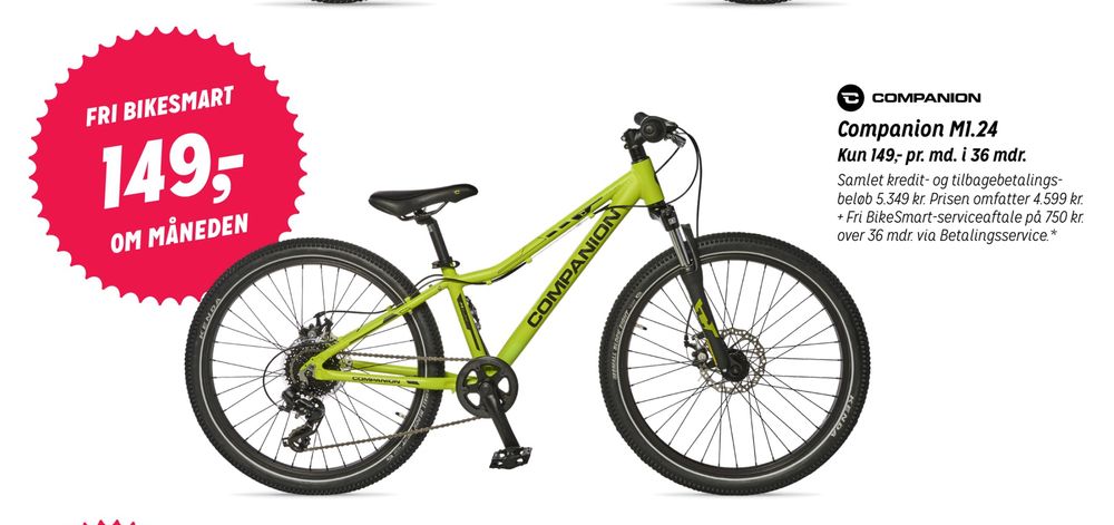 Deals on Companion M1,24 from Fri BikeShop at 5.349 kr.