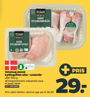 Velsmag dansk kyllingefilet eller -underlår