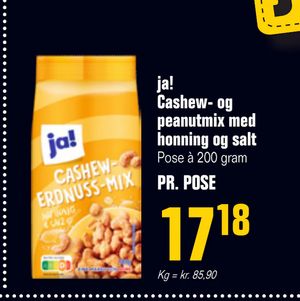 ja! Cashew- og peanutmix med honning og salt