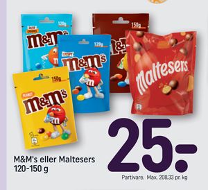 M&M's eller Maltesers 120-150 g