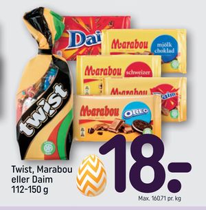 Twist, Marabou eller Daim 112-150 g