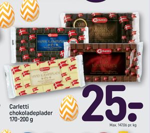 Carletti chokoladeplader 170-200 g