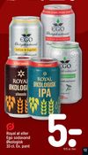 Royal øl eller Ego sodavand Økologisk 33 cl. Ex. pant