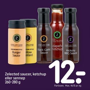 Zelected saucer, ketchup eller sennep 260-280 g