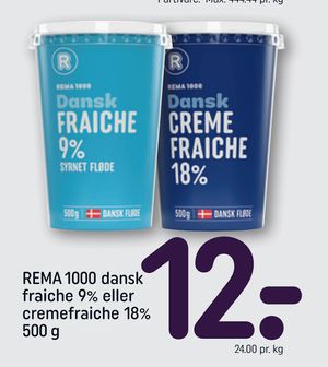 REMA 1000 dansk fraiche 9% eller cremefraiche 18% 500 g